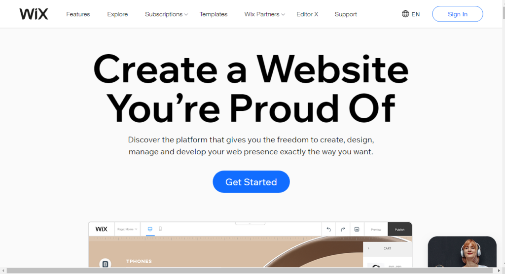 Create a website using Wix