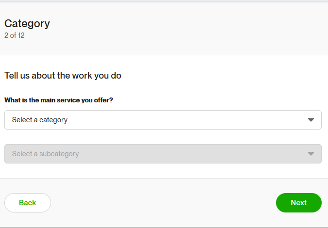 Choose a category in Upwork