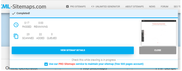 View sitemap details