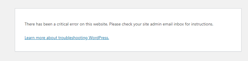 critical error issue in wordpress