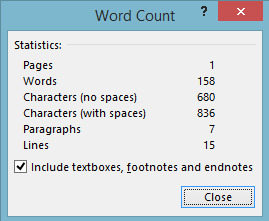 Check the number of words in Microsoft words broadly