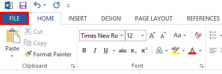 Click on File on Microsoft Word