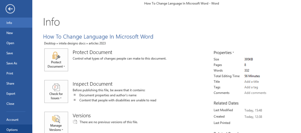 How to change the language in Microsoft Word